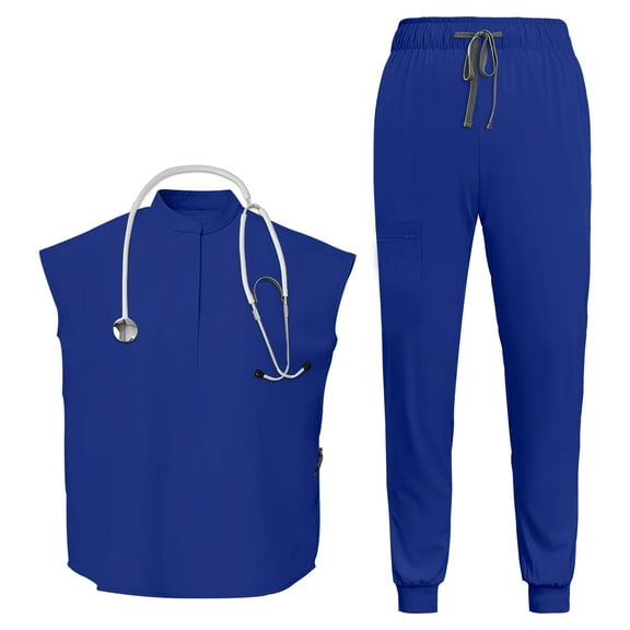VIAOLI Women's Scrubs Set - Stretch Sleeveless Top & Pants for Nurse Uniform