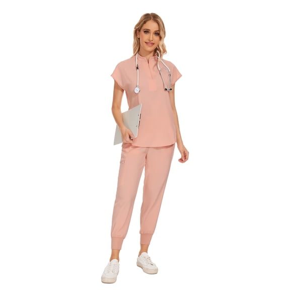 VIAOLI Women's Scrubs Set - Stretch Sleeveless Top & Pants for Nurse Uniform