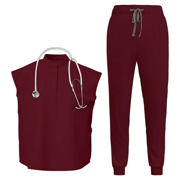 VIAOLI Women's Scrubs Set - Stretch Sleeveless Top & Pants for Nurse Uniform