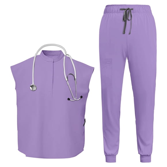 Women's Scrubs Set - Stretch Sleeveless Top & Pants for Nurse Uniform