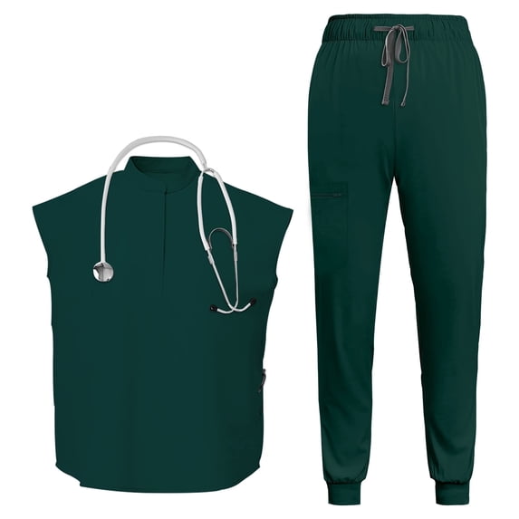 VIAOLI Women's Scrubs Set - Stretch Sleeveless Top & Pants for Nurse Uniform