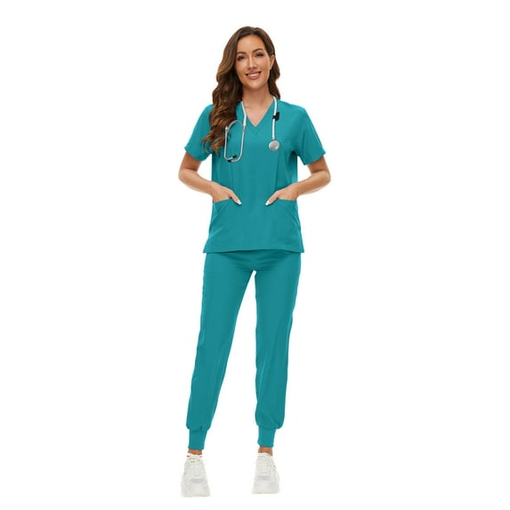 VIAOLI Women's Scrubs Set - Stretchy Medical Uniform with Pockets, for Nurses & Doctors, S-XXL, Multi-Color