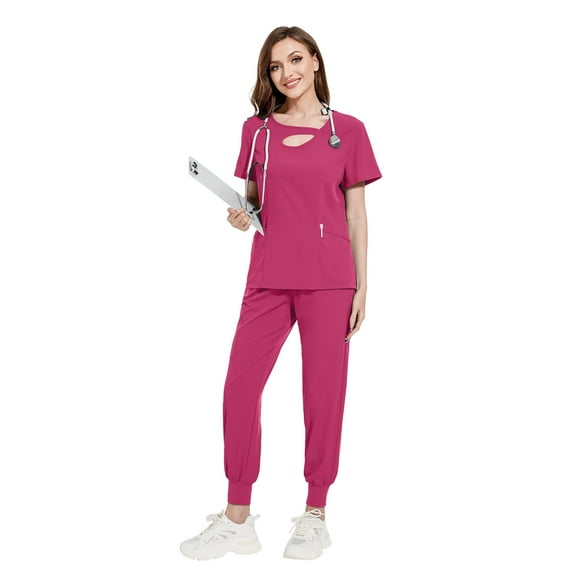VIAOLI Women's Scrubs Set - Stretchy Medical Uniform with Pockets, for Nurses & Doctors, S-XXL, Multi-Color