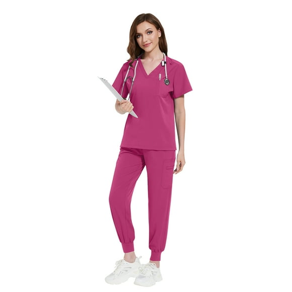 Women's Scrubs Set - Stretchy Medical Uniform with Pockets, for Nurses & Doctors, S-XXL, Multi-Color