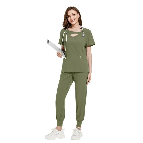 VIAOLI Women's Scrubs Set - Stretchy Medical Uniform with Pockets, for Nurses & Doctors, S-XXL, Multi-Color