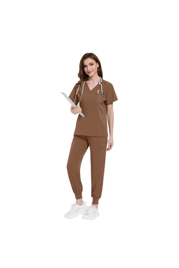 Women's Scrubs Set - Stretchy Medical Uniform with Pockets, for Nurses & Doctors, S-XXL, Multi-Color