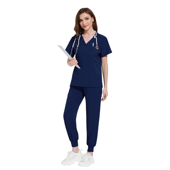 Women's Scrubs Set - Stretchy Medical Uniform with Pockets, for Nurses & Doctors, S-XXL, Multi-Color