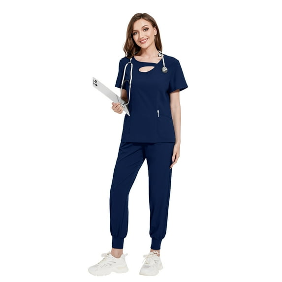 VIAOLI Women's Scrubs Set - Stretchy Medical Uniform with Pockets, for Nurses & Doctors, S-XXL, Multi-Color