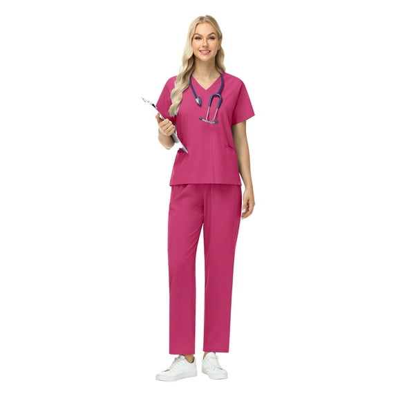 VIAOLI Women's Scrubs Set - Stretchy Medical Uniform with Pockets, for Nurses & Doctors, S-XXL, Multi-Color