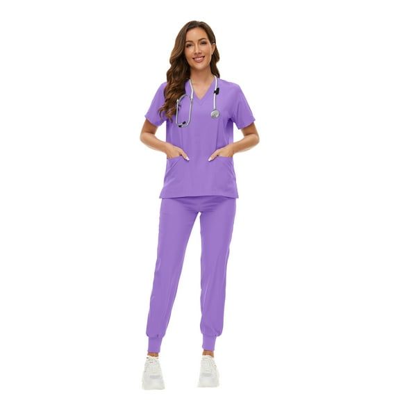 VIAOLI Women's Scrubs Set - Stretchy Medical Uniform with Pockets, for Nurses & Doctors, S-XXL, Multi-Color
