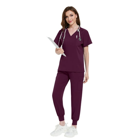 VIAOLI Women's Scrubs Set - Stretchy Medical Uniform with Pockets, for Nurses & Doctors, S-XXL, Multi-Color