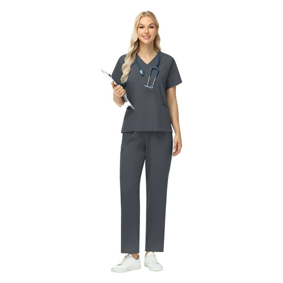 VIAOLI Women's Scrubs Set - Stretchy Medical Uniform with Pockets, for Nurses & Doctors, S-XXL, Multi-Color