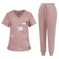thumbnail image 1 of VIAOLI Women's Scrubs Set - V-Neck Top & Drawstring Jogger Scrub Pant for Nursing Uniforms, 9 colors, 1 of 6