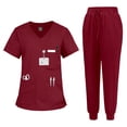 thumbnail image 1 of VIAOLI Women's Scrubs Set - V-Neck Top & Drawstring Jogger Scrub Pant for Nursing Uniforms, 9 colors, 1 of 6