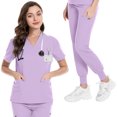 thumbnail image 1 of VIAOLI Women's Scrubs Set - V-Neck Top & Elastic Waist Pants for Nurses & Doctors, Multiple Colors, 1 of 6