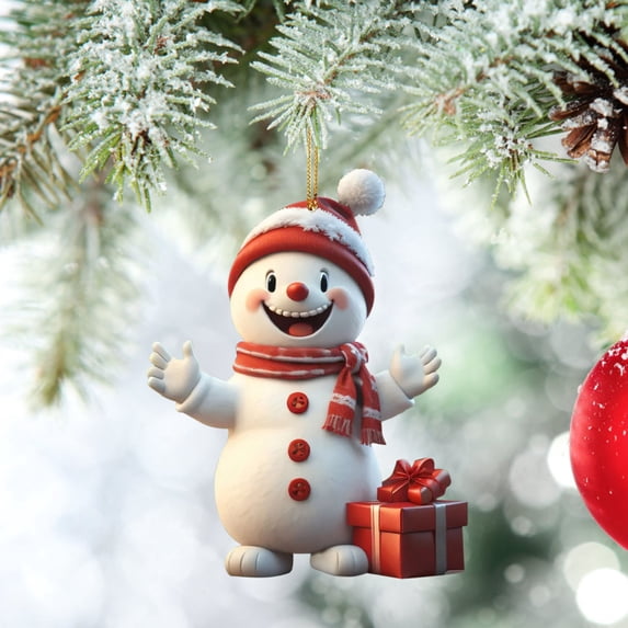 4 Pcs Christmas Decor Acrylic Christmas Snowman Ornaments Acrylic Flat Christmas Pendant Christmas Tree Pendant Room Decor