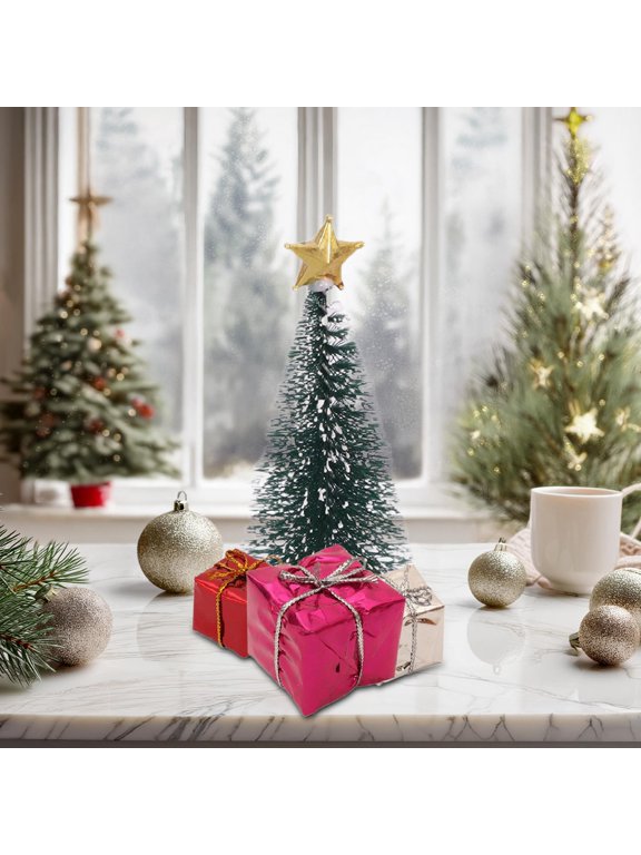 2 Pcs Christmas Decorations Mini Christmas Tree Accessories Simulation Christmas Tree Accessories Gifts Miniature Scene Decoration Dorm Room Decor
