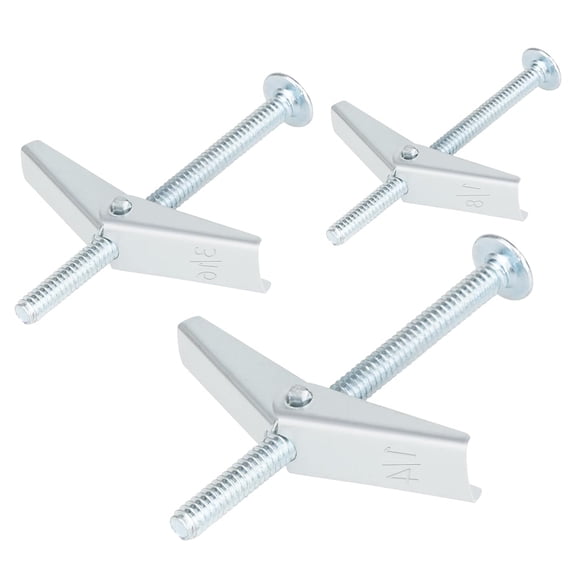 VIB 26 Sets 3 Size Toggle Bolts Heavy Duty Metal Drywall Anchors Kit Toggle Bolts and Wing Nuts Set, Hollow Anchors Bolts Screws for Hanging Lamps Heavy Items 1/8" 12pcs, 3/16" 8pcs, 1/4" 6pcs