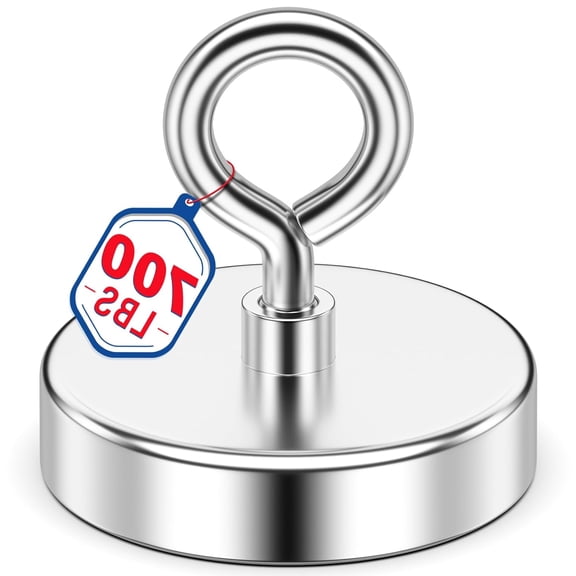 VIB Fishing Magnet, 700 lbs Strong Heavy Duty Magnet with 3 inch Countersunk Hole Eyebolt for Holiday, Single-Sided Design for Tool Room, Hanging Heavy Items, Fishing and Retrieving in Lake