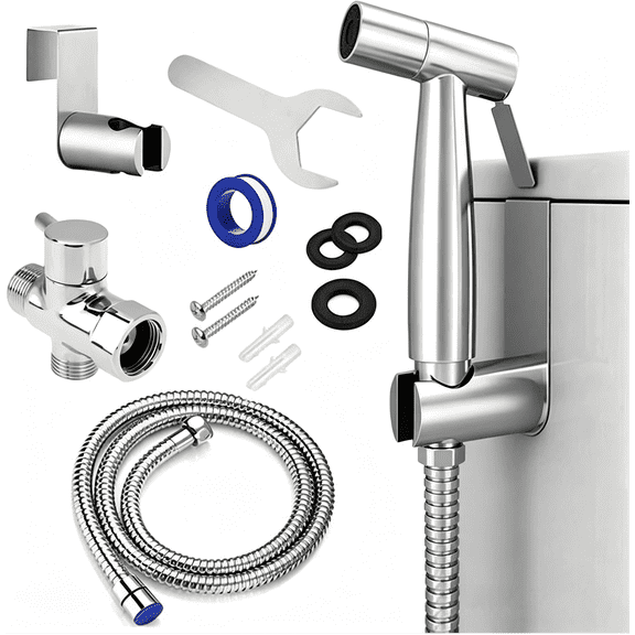 VIB Handheld Bidet Sprayer for Toilet - Adjustable Water Pressure Jet, Bidet Attachment for Toilet, Easy Installation, Quality Stainless Steel, Durable Internals, Leakproof Design (Brushed Nickel)