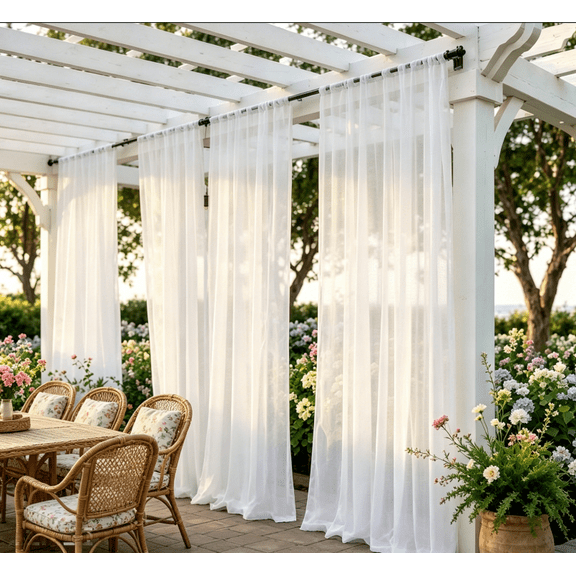 VIB Non-See-Through White Privacy Sheer Cafe Curtains 84 inches Long 2 Panels, 52" Wide Rod Pocket Window Drapes for Hallway Classroom Dorm Room Gym Room Living Room Bedroom