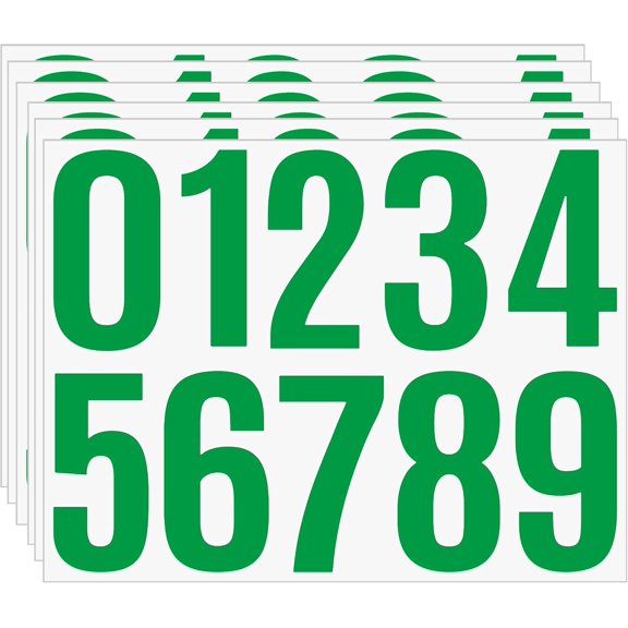 VIB Self Adhesive Number Decals 0-9 Vinyl Stickers, 4 Inch 6 Sheets Waterproof, Durable Weatherproof Outdoor Use, House Address Plate Bin Marking DIY Labeling, Green