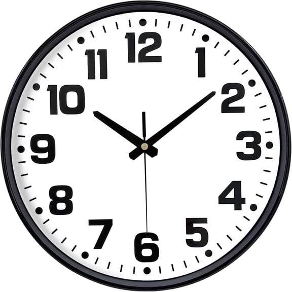VIB Wall Clock, 8inch Modern Silent Non-Ticking Wall Clocks Battery Operated with Large Easy-to-Read Numbers Tempered Glass, Decorative Analog Clock for Bedroom Living Room Kitchen Gym,White Black