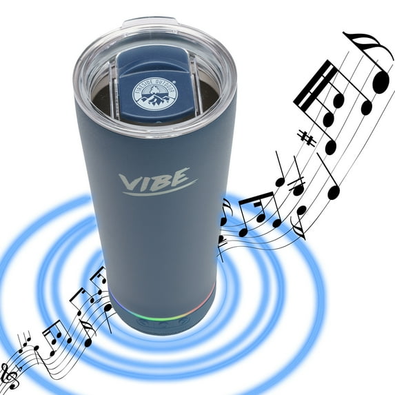 VIBE - 18oz Stainless Steel Tumbler With Bluetooth Speaker | Waterproof* BT Speaker | 6 Hours Of Playback Time | Perfect For Beach, Pool, Camping, Golf, or Yard Work