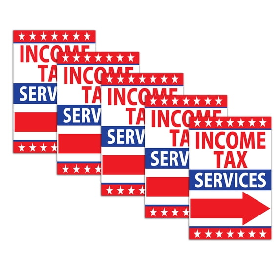 VIBE INK Large 18x24-inches Income Tax Return Services Directional Arrow Yard Sign with Included Metal Stake - Weatherproof (5)
