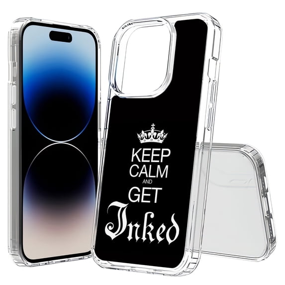 VIBECover Phone Case Compatible for Apple iPhone 15 Pro, TOTAL Guard Hybrid Cover, Glass Screen Protector Incl, Get Inked