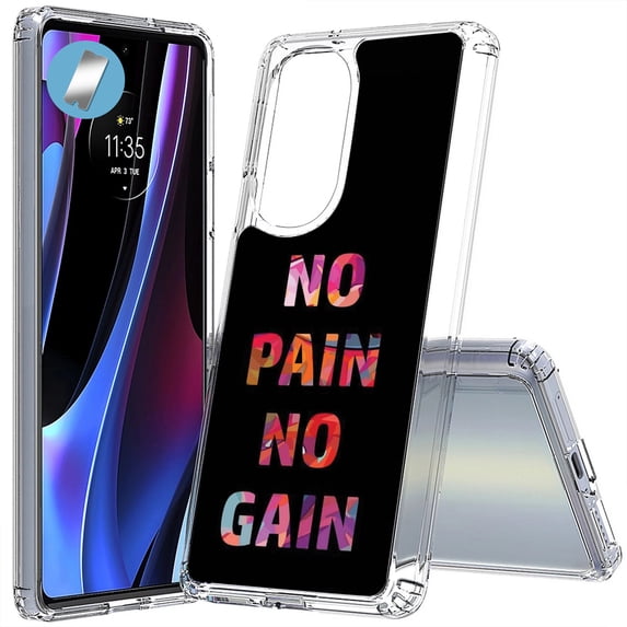 VIBECover Slim Case Compatible for Motorola Edge Plus 5G UW 2022/ Edge+ 2022/ Edge 30 Pro, TOTAL Guard FLEX Cover, Glass Screen Protector Incl, No Pain No Gain