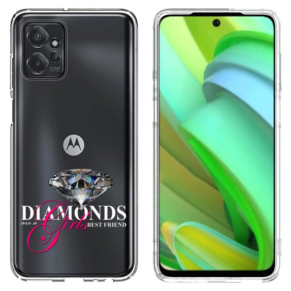 VIBECover Slim Case Compatible for Motorola Moto G Power 5G 2023, TOTAL Guard FLEX Tpu Cover, Thin and Light, Diamond Girl Best Friend