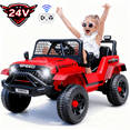 thumbnail image 1 of Farmdex 24V Ride on Car, Ride on Truck for Toddlers with Remote Control, Electric Car for Boys Girls Age 3+, Bluetooth, Music, LED Lights, Spring Suspension, 3 Speeds, Red, 1 of 10
