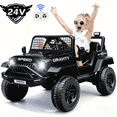 thumbnail image 1 of Farmdex 24V Ride on Car, Ride on Truck for Toddlers with Remote Control, Electric Car for Boys Girls Age 3+, Bluetooth, Music, LED Lights, Spring Suspension, 3 Speeds, Black, 1 of 9