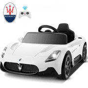 VIBESPARK 12V Kids Ride on Car Licensed Maserati Electric Vehicle for Kids Ages 3-6, Powered Ride on Toys with Remote Control, Soft Start, Safety Belt, LED Lights, Music, White