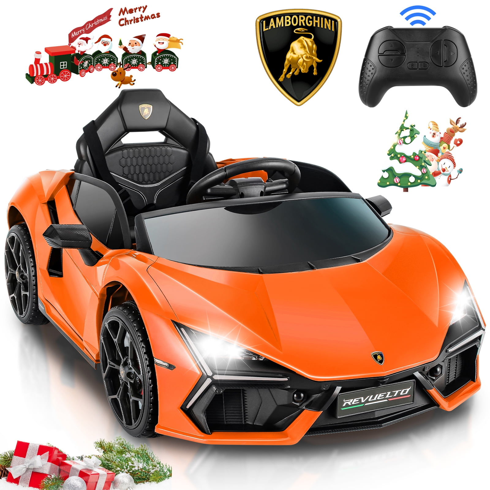 12V Orange Licensed Lamborghini Revuelto Kids Ride-On Car