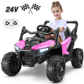 VIBESPARK 24V Kids Ride On Car with Remote Control, Dual 200W Motor UTV Electric Vehicle, Bluetooth Music & LED Lights, Outdoor Off-Road Toy for Toddlers Ages 3-6, Pink