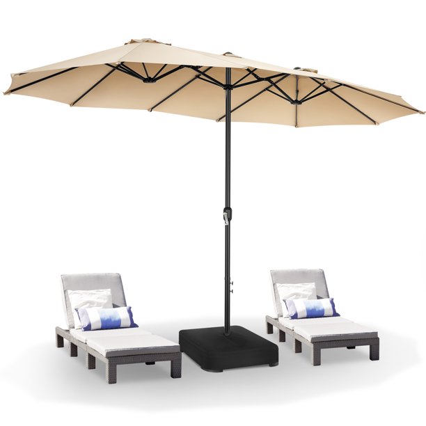 VIBESPARK 15ft Large Outdoor Umbrella DoubleSided Patio Umbrella with