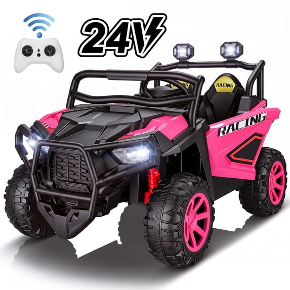 VIBESPARK 24 Volt 2 Seater Ride On Cars with Remote Control, 400W Electric UTV Car with Bluetooth,LED Lights & Music,Powered Ride On Toys for 3-8 Year, Max 110LBS
