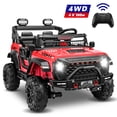 thumbnail image 1 of VIBESPARK Ride on Toys, 9Ah Battery Powered Ride on Cars w/ 4*100W Engines, Bluetooth, Music, Spring Suspension, Seat Belt, Max Speed 5mph, Ages 3-8 Years, Red, 1 of 6