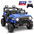 thumbnail image 1 of VIBESPARK 24 Volt 2-Seater Ride on Toys with Remote Control, 9AH Electric Car for Kids, 4WD Battery Powered Ride on Truck Car, Power Car Wheels w/ Bluetooth, Music, Spring Suspension, 3-Speed, Blue, 1 of 10