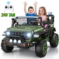 thumbnail image 1 of VIBESPARK 24V 2-Seater Ride on Toys, Kids Electric Ride on Cars with Remote Control, 400W Powered Ride on Truck w/ Bluetooth, 3-Point Seat Belts, Spring Suspension, Green, 1 of 8