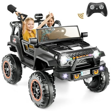 VIBESPARK 24V Ride on Toys, 2-Seater 4WD Ride on Cars with Remote Control, 7AH Battery Powered Ride on Electric Truck Car, Power Car Wheels W/ Bluetooth, Music, LED Lights, Spring Suspension, Black