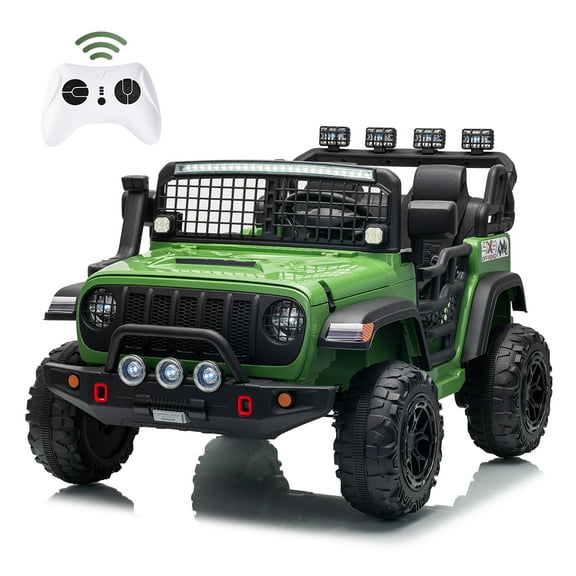 VIBESPARK 24V 2-Seater Ride on Toys, Kids Electric Ride on Cars with Remote Control, 400W Powered Ride on Truck w/ Bluetooth, 3-Point Seat Belts, Spring Suspension, Green