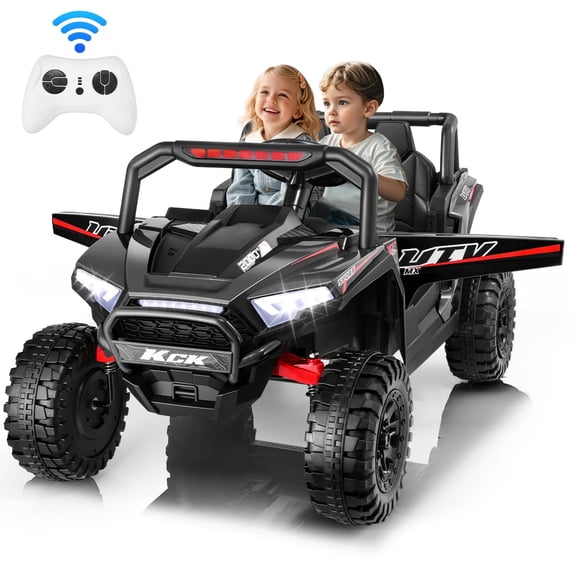 VIBESPARK 24V 2 Seater Ride on Toys UTV with Remote Control, Electric Ride on Cars for Kids, Power Car Wheels, Colorful LED Lights, Bluetooth, Storage Space, Black