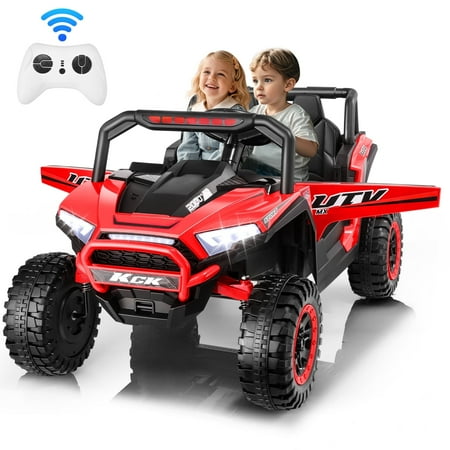 VIBESPARK 24V 2 Seater Ride on Toys UTV with Remote Control, Electric Ride on Cars for Kids, Power Car Wheels, Colorful LED Lights, Bluetooth, Storage Space, Red