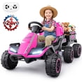 thumbnail image 1 of VIBESPARK 24V Ride on Tractor with Remote Control, 3 in 1 Ride on Car, Ride on Toy for Kids with Trailer, 6 Wheel Kids Electric Car w/ Bluetooth, MP3, Music, Pink, 1 of 10