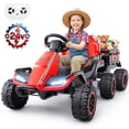 thumbnail image 1 of VIBESPARK 24V Ride on Tractor with Remote Control, 3 in 1 Ride on Car, Ride on Toy for Kids with Trailer, 6 Wheel Kids Electric Car w/ Bluetooth, MP3, Music, Red, 1 of 10