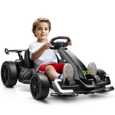 VIBESPARK Drift Go Kart, 24V Electric Go Kart Car with Adjustable Seat, Ride on Toys for Kids 6-12, 300W Crazy Go Cart, 8.5Mph, Bluetooth, Black