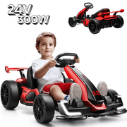 VIBESPARK 24V 7AH Electric Go Kart for Big Kids, Up to 8.5 MPH Drift Go Kart Car with Adjustable Seat, 2*150W Powered Ride on Car, Drift/Sport Modes, Bluetooth, Red